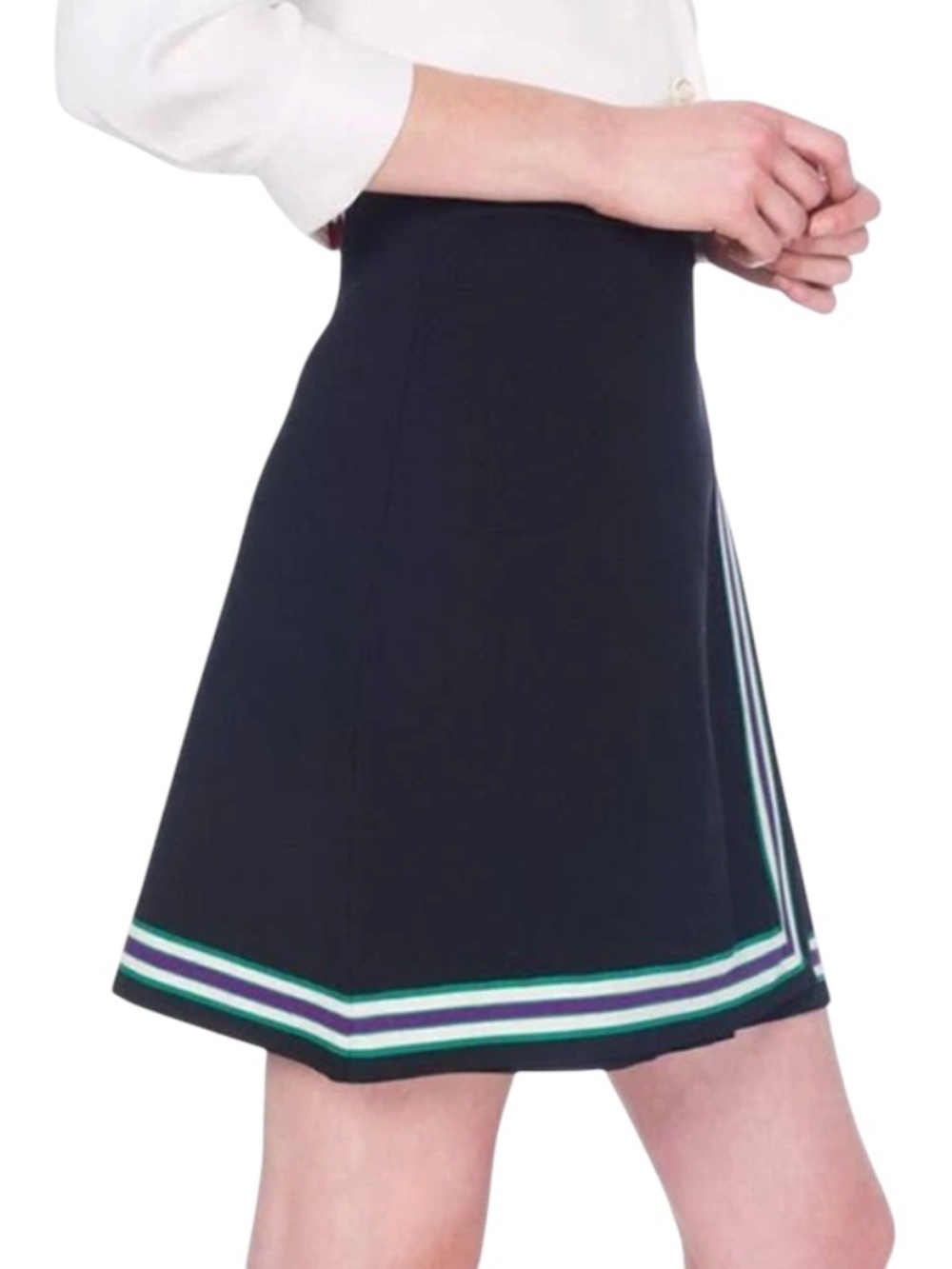 Sandro Women's Elodie Striped Crossover Skirt Noir